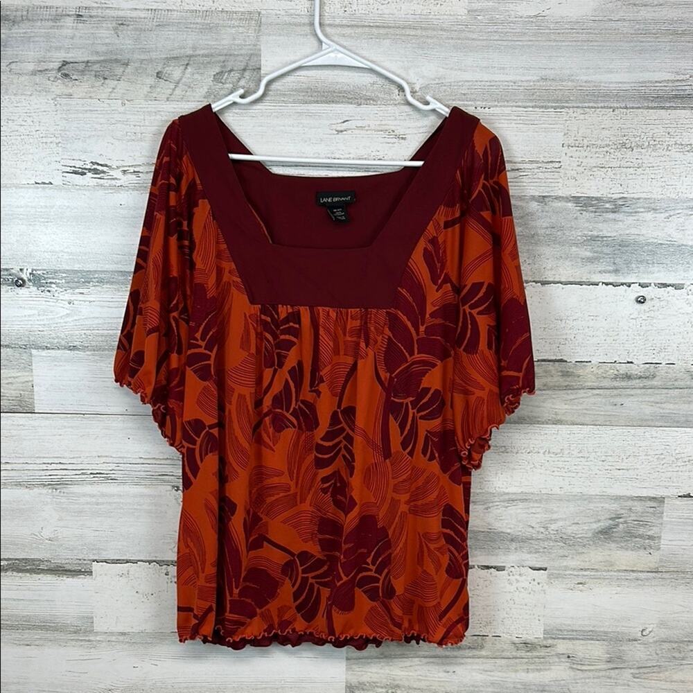 Lane Bryant Flutter Sleeve Palm Leaf Tropical Floral Top Women’s Size 18/20
